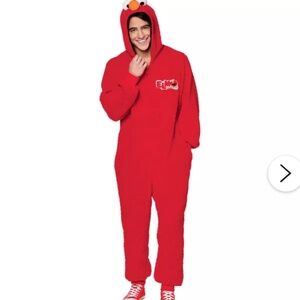 Elmo Red Onesie With Hoodie One Piece Men OSFM